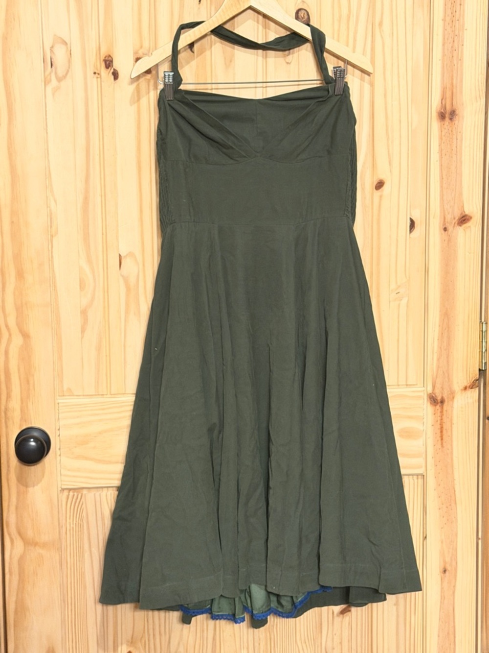 Olive Green Midi Halter Dress - Women